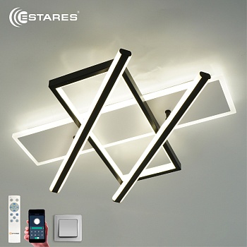 Управляемая светодиодная люстра PALLA 110W 3S-APP-500x460x80-BLACK/WHITE/CLEAR-220-IP20