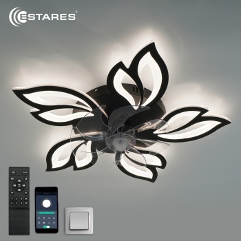 Управляемая светодиодная люстра с вент. FAN  ASTRA 100W+18W 5F-APP-680x120-BLACK/WHITE-220-IP20