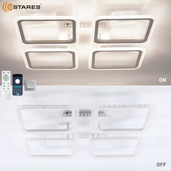 Управляемая светодиодная люстра SONNE prizma RGB 100W 5S-APP-540X540X70-WHITE CLEAR-220-IP20