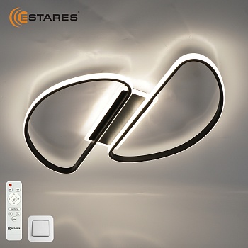 Управляемая светодиодная люстра MODENA 80W R-RC-540x640x55-BLACK/WHITE-220-IP20