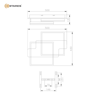 Управляемая светодиодная люстра  WOODY LOFT 85W 2S-APP-500x430x135-BLACK W00D-220-IP20