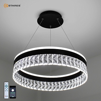 Управляемая светодиодная люстра CARINA 90W R-APP-500x1200-BLACK/CLEAR-220-IP20