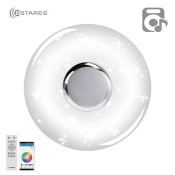 Управляемая светодиодная музыкальная люстра MUSIC RGB 60W R-APP-390-WHITE CHROME-220-IP20