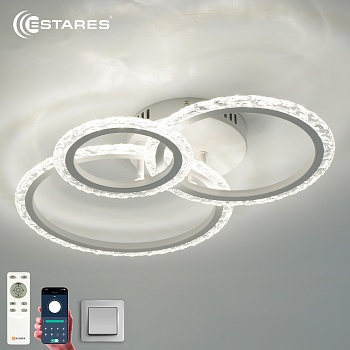 Управляемая светодиодная люстра TRIO 70W 3R APP-510x380x107-WHITE/CLEAR-220-IP20