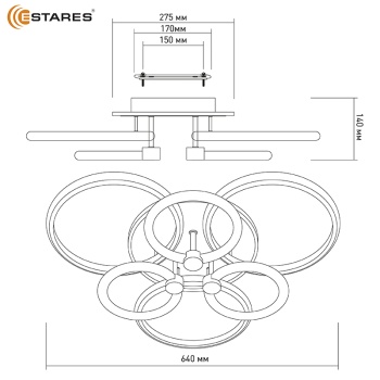 Управляемая светодиодная люстра CARNAVAL RGB 50W+30W 7R-APP-640x140-WHITE WHITE-220-IP20