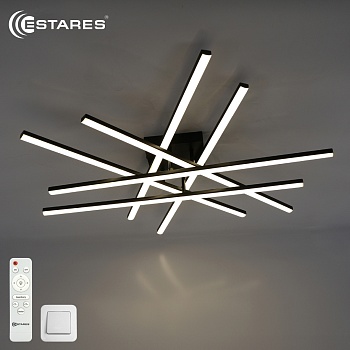 Управляемая светодиодная люстра IRIS 140W 6I-IRC-800x800x125-BLACK/WHITE-220-IP20