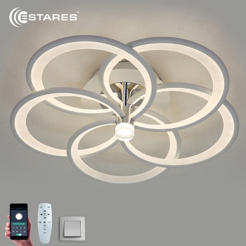 Управляемая светодиодная люстра  MADEMUASEL 110W 5A-APP-520x140-WHITE/CHROME/WHITE-220-IP20