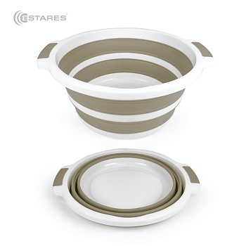 Таз складной силиконовый ES-BS-portable-10l-42x37x17/4-white/beige_2021