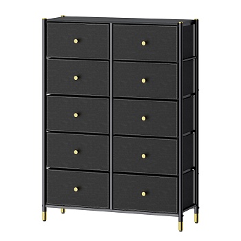 COMMOD classic 5F-10D-BLACK/GOLD-89x30x120 комод семейный плюс