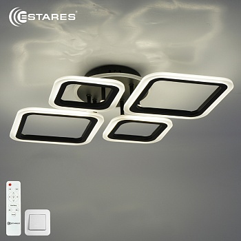 Управляемая светодиодная люстра OVAL RGB 65W 4S1R-RC-600x445x95-BLACK/WHITE-220-IP20