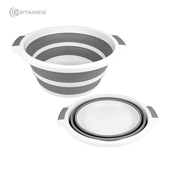 Таз складной силиконовый ES-BS-portable-10l-42x37x17/4-white/gray
