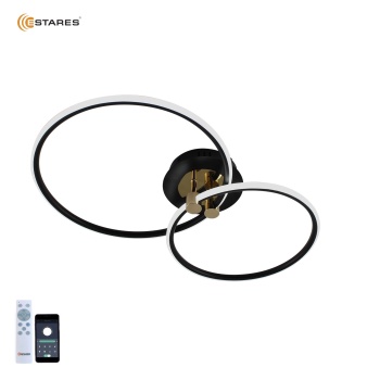 Управляемый светодиодный светильник LUNE 50W 2R-APP-615x360x110-BLACK GOLD WHITE-220-IP20