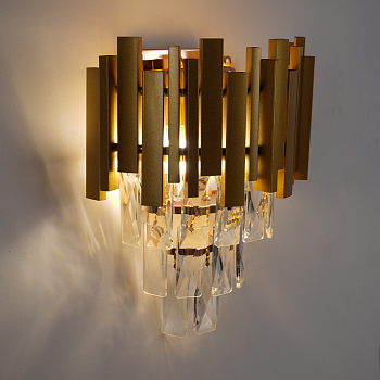 Hастольный светильник FRIDA 2xЕ14-250/130х510-MATGOLD/CRYSTAL-220-IP20