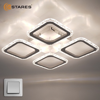 Управляемая светодиодная люстра ROOM ICE 60W 4S-ON/OFF(RC)-520x73-WHITE/CLEAR-220-IP20