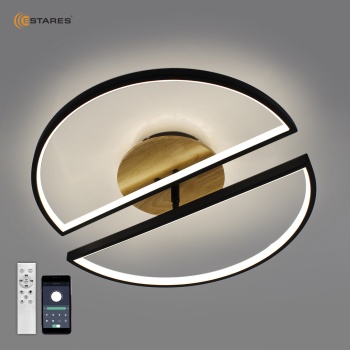 Управляемая светодиодная люстра  WOODY LOFT 75W 3R-APP-500x135-BLACK WOOD-220-IP20