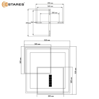 Управляемый светодиодный светильник STERREN 105W 3S 5DL-RC-520x535x55-WHITE BLACK WHITE-220-IP20