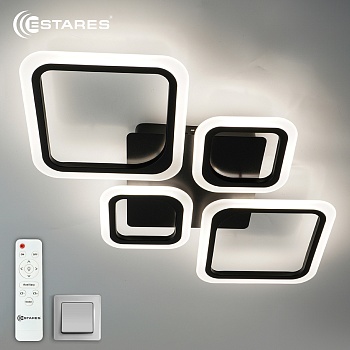 Управляемая светодиодная люстра OVAL 80W 4S-RC-725x423x55-BLACK/WHITE-220-IP20