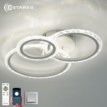 Управляемая светодиодная люстра TRIO 70W 3R APP-510x380x107-WHITE/CLEAR-220-IP20