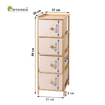 COMMOD bamboo 4F-4D-BEIGE-31x30x94 комод-пенал