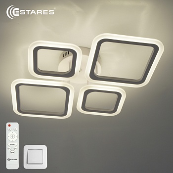 Управляемая светодиодная люстра OVAL 60W 4S-RC-600x445x95-WHITE/WHITE-220-IP20