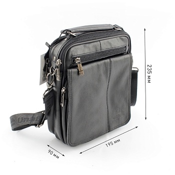 Сумка мужская из натуральной кожи UB-B219-195x235х90-black/black-молния/молния