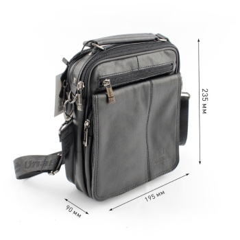 Сумка мужская из натуральной кожи UB-B219-195x235х90-black/black-молния/молния