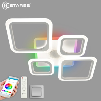 Управляемая светодиодная музыкальная люстра OVAL RGBmusic 85W 5S-APP-725x460x80-WHITE WHITE-220-IP20