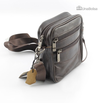 Сумка мужская из натуральной кожи UB-B403-140x165х85-brown brown-молния молния