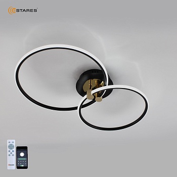 Управляемый светодиодный светильник LUNE 50W 2R-APP-615x360x110-BLACK/GOLD/WHITE-220-IP20