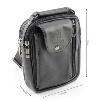 Сумка мужская из натуральной кожи UB-B110-150x185-black/black-молния/кнопка