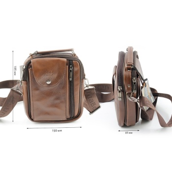 Сумка мужская из натуральной кожи UB-B110-150x185-brown/brown-молния/кнопка
