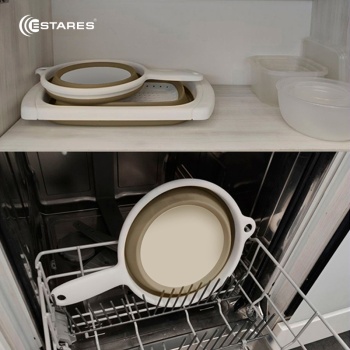 Ковш складной силиконовый ES-LDL-portable-37х23х9 4-white beige