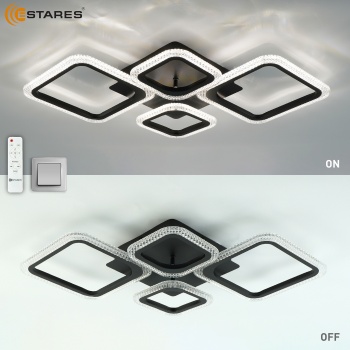 Управляемая светодиодная люстра OVAL prizma 80W 4S-RC-725x423x80-BLACK CLEAR-220-IP20