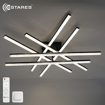 Управляемая светодиодная люстра IRIS 140W 6I-IRC-800x800x125-BLACK/CLEAR-220-IP20