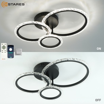 Управляемая светодиодная люстра TRIO 70W 3R APP-510x380x107-BLACK CLEAR-220-IP20