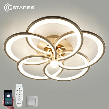 Управляемая светодиодная люстра  MADEMUASEL 110W 5С-APP-520x140-CHAMPAIGN/GOLD/WHITE-220-IP20