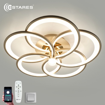 Управляемая светодиодная люстра  MADEMUASEL 110W 5A-APP-520x140-CHAMPAIGN/GOLD/WHITE-220-IP20