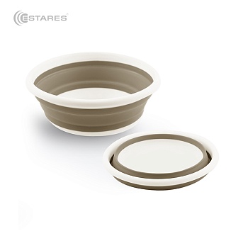 Таз складной силиконовый ES-BS-portable-5l-33x12/4-white/beige