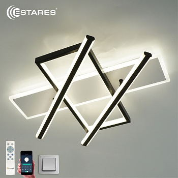 Управляемая светодиодная люстра PALLA 110W 3S-APP-500x460x80-BLACK/WHITE/CLEAR-220-IP20