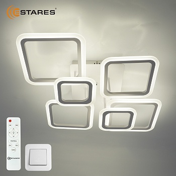 Управляемая светодиодная люстра OVAL 90W 6S-RC-810x600x175-WHITE/WHITE-220-IP20