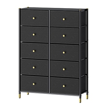 COMMOD classic 5F-10D-BLACK/GOLD-89x30x120 комод семейный плюс