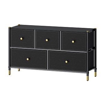 COMMOD classic 2F-5D-BLACK/GOLD-100x30x59 комод тв