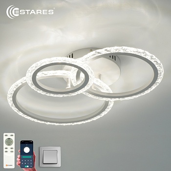 Управляемая светодиодная люстра TRIO 70W 3R APP-510x380x107-WHITE/CLEAR-220-IP20